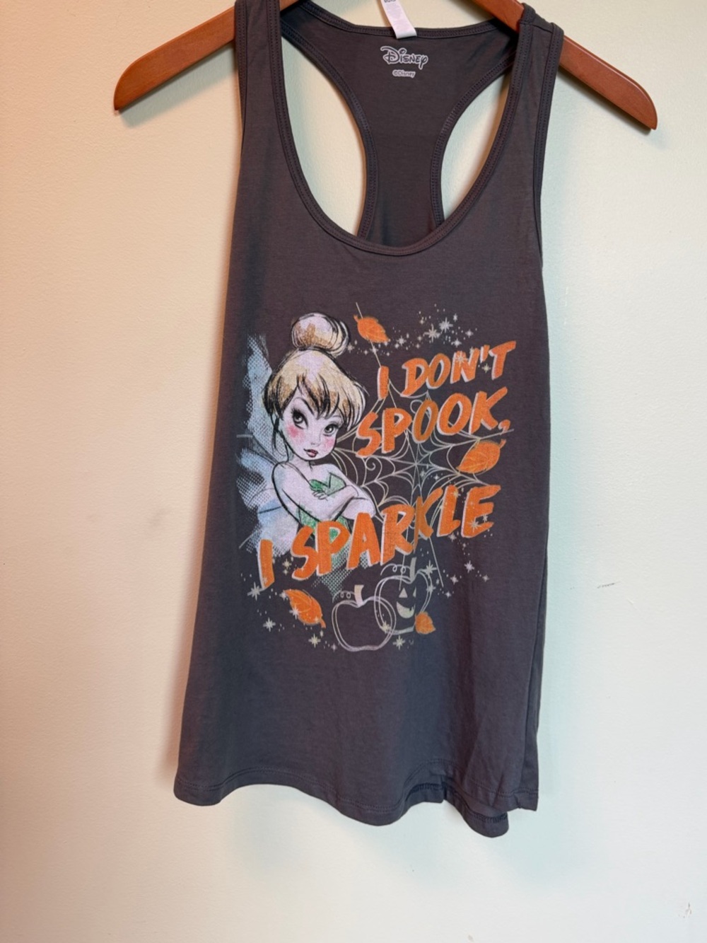 Disney Tinker Bell I Don’t Spook I Sparkle Halloween Racerback Tank S